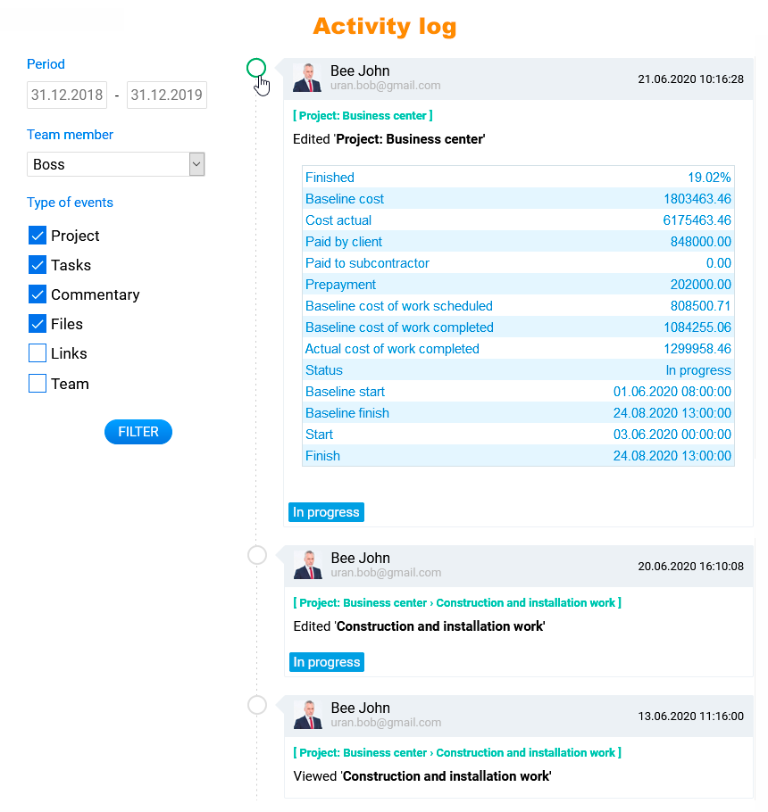 Construction: Change history tracking Construction: Change history tracking