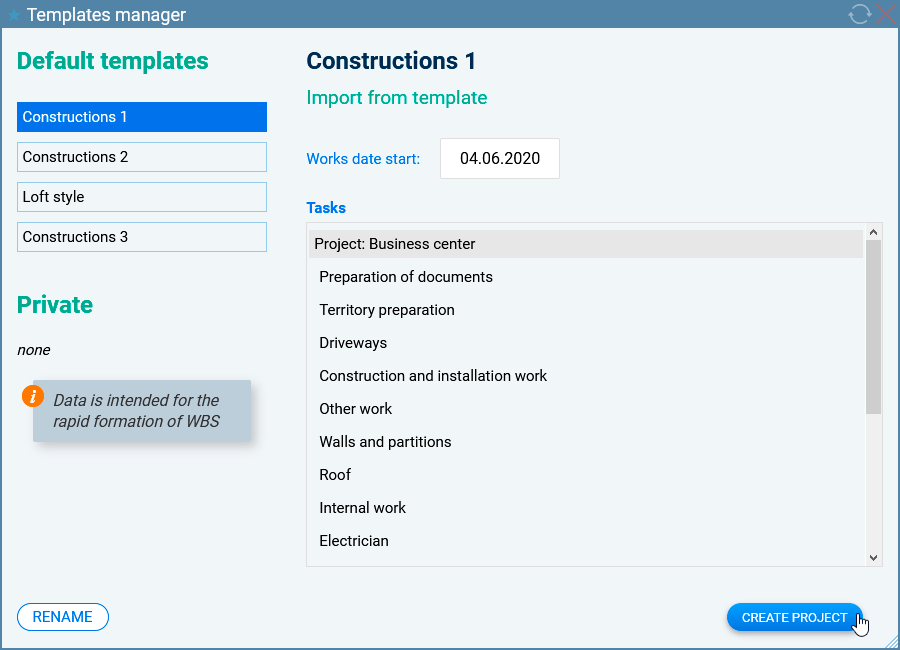 Image: Project templates